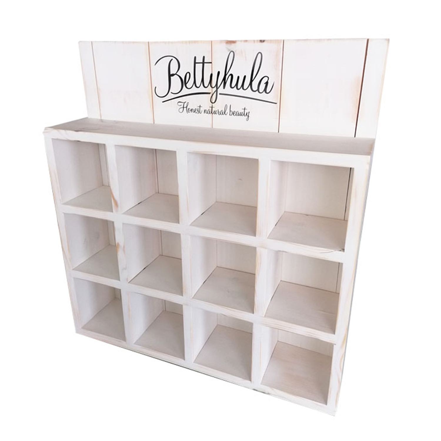 Bettyhula - Holz-Display L, weiß-gewischt - B 62 x H 65 x T 16 cm