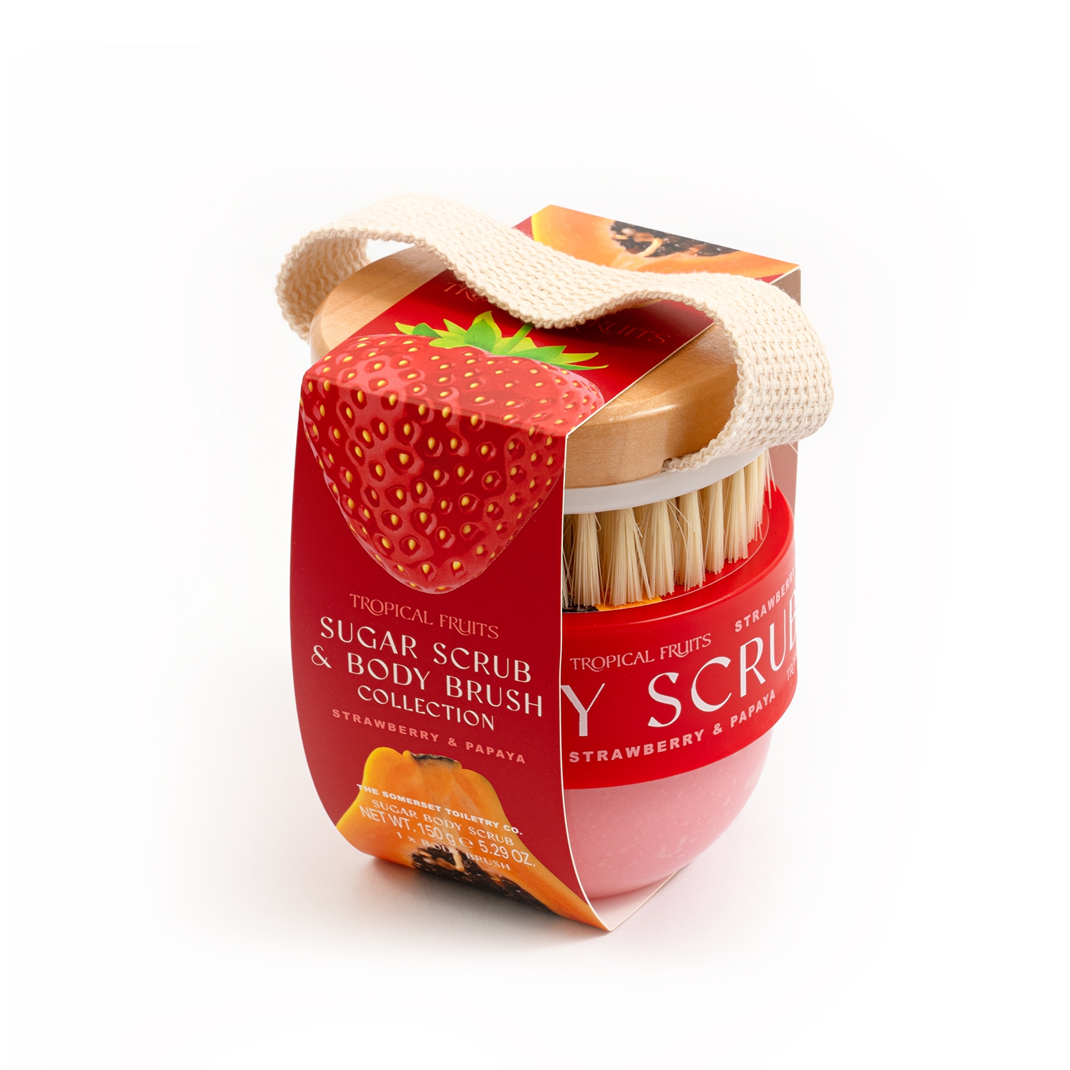 Strawberry & Papaya - Körperpeeling mit Massagebürste Strawberry & Papaya - Körperpeeling mit Massagebürste
