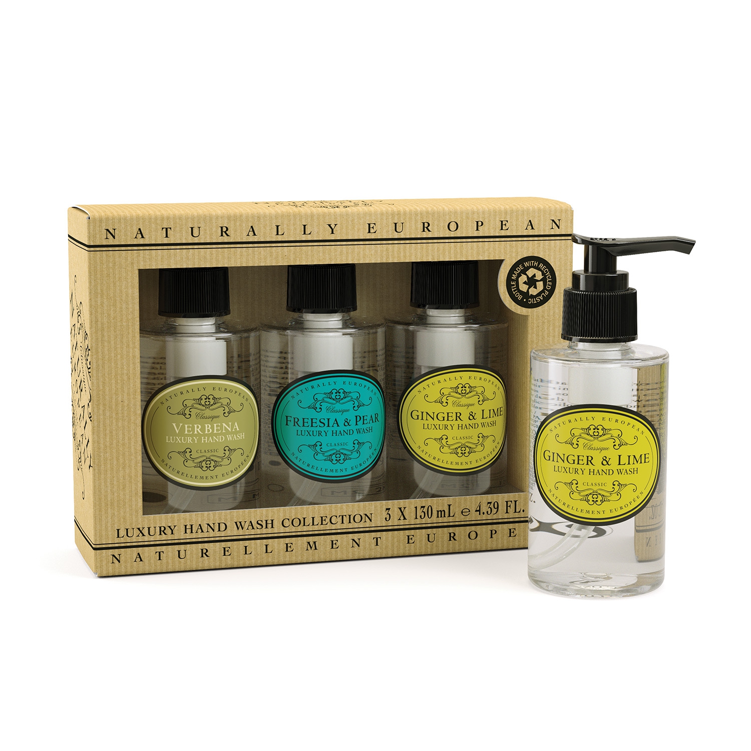 Ginger & Lime, Verbena, Freesia & Pear - Mini Flüssigseife m. Pumpspender, 3er Set Ginger & Lime, Verbena, Freesia & Pear - Mini Flüssigseife m. Pumpspender, 3er Set