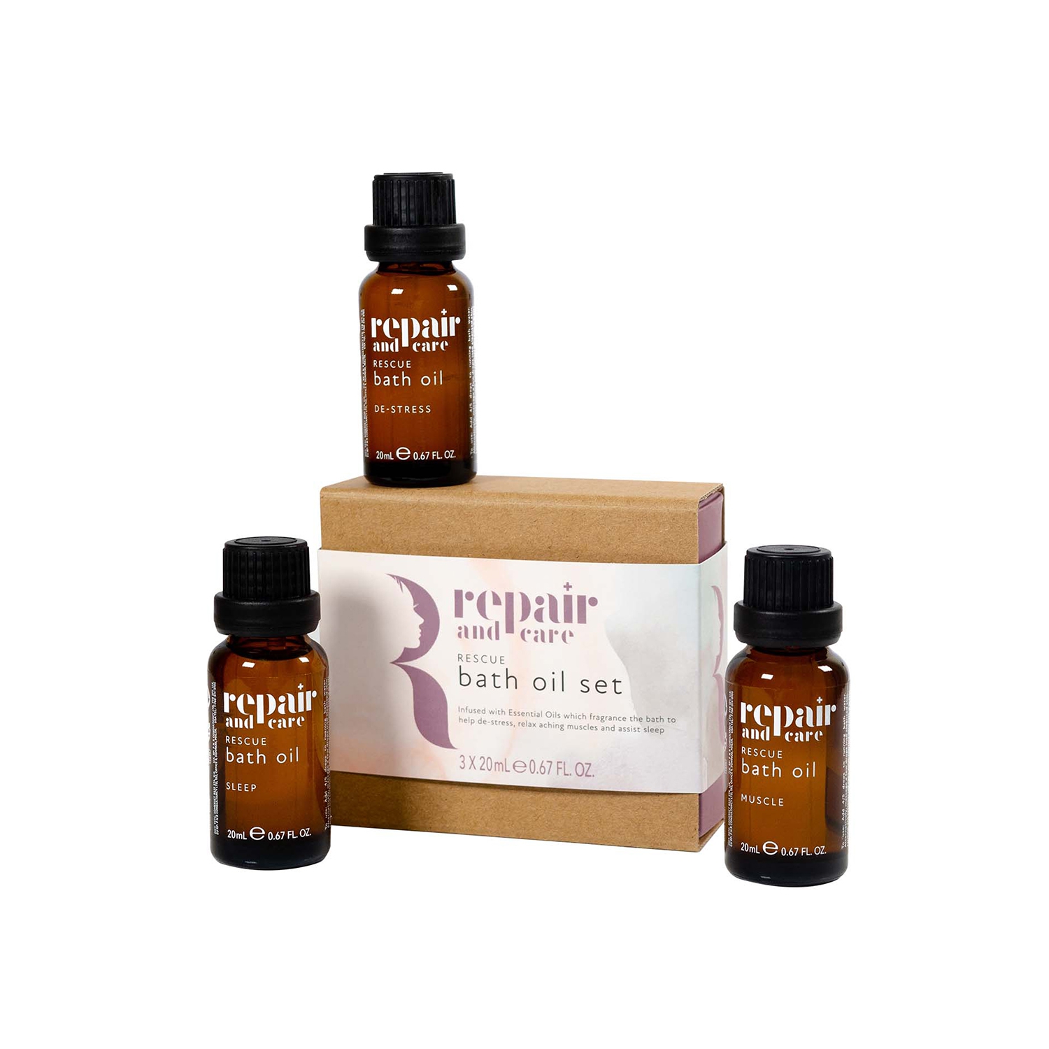 Repair Rescue Bath Oil Set 3 x 20 ml - De-Stressing Oil, Sleep Oil & Muscle Oil Repair Rescue Bath Oil Set 3 x 20 ml - De-Stressing Oil, Sleep Oil & Muscle Oil